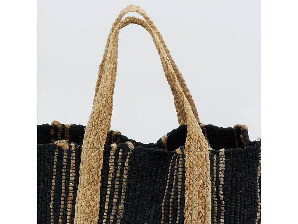 Corbeille de rangement en jute naturel et noir