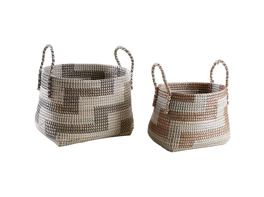 Corbeilles de rangement en jonc de mer (Lot de 2)