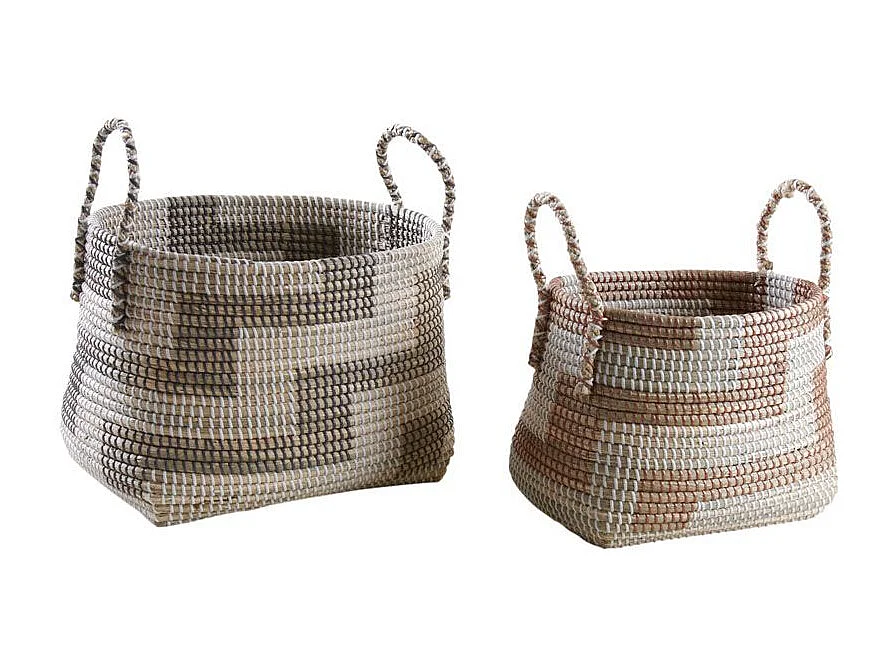 Corbeilles de rangement en jonc de mer (Lot de 2)