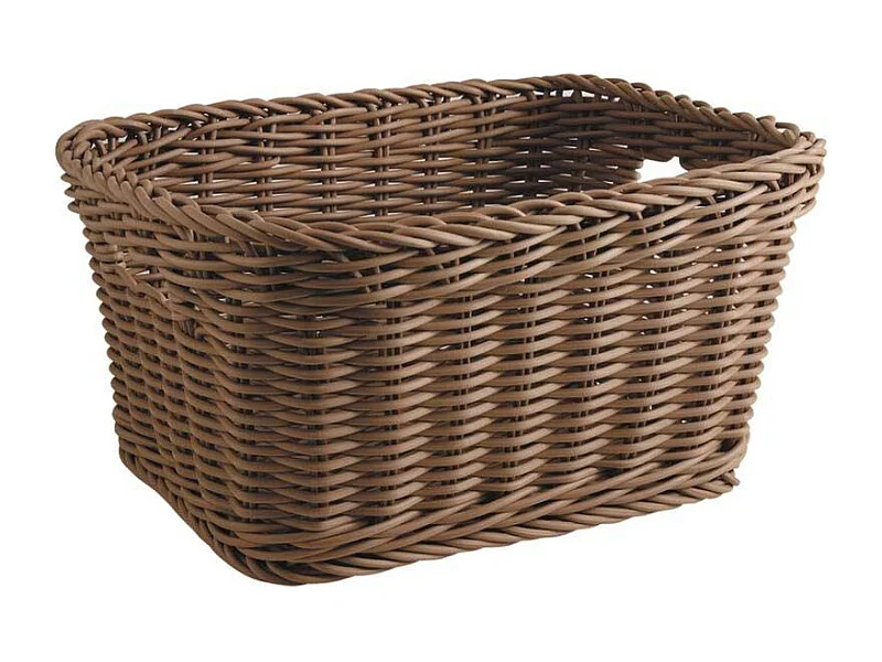 Corbeille rectangulaire en rotin synthétique marron foncé