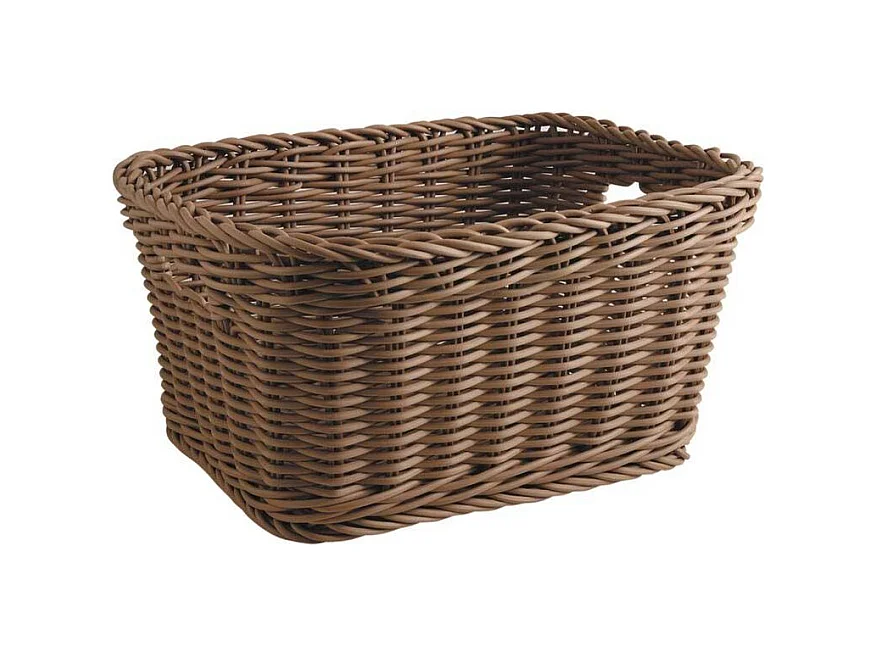 Corbeille rectangulaire en rotin synthétique marron foncé