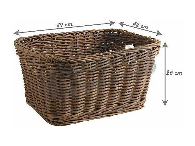 Corbeille rectangulaire en rotin synthétique marron foncé