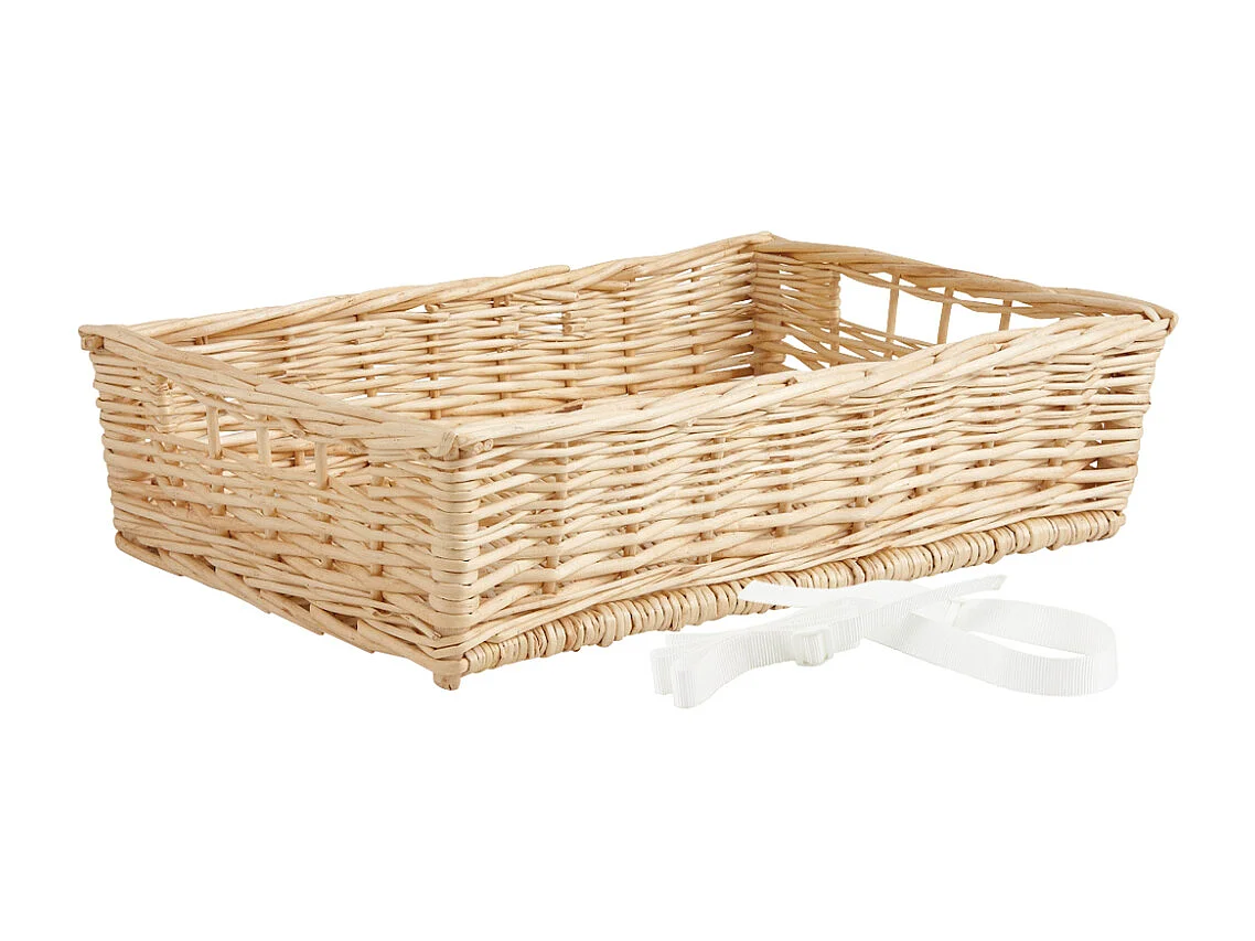 Manne en osier naturel avec passe-main Panier 40 x 28 cm + sangle ajustable posée