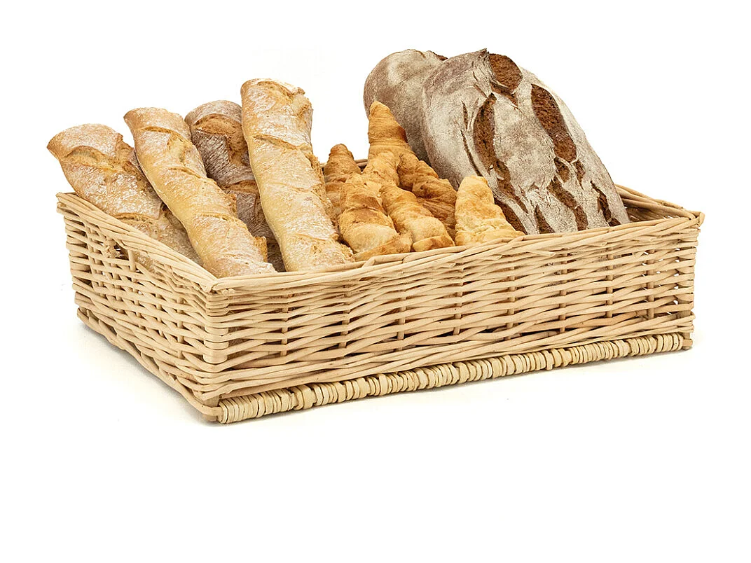 Manne en osier naturel avec passe-main Panier 40 x 28 cm + sangle ajustable posée