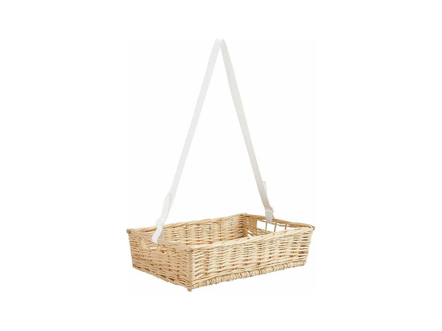 Manne en osier naturel avec passe-main Panier 40 x 28 cm + sangle ajustable posée
