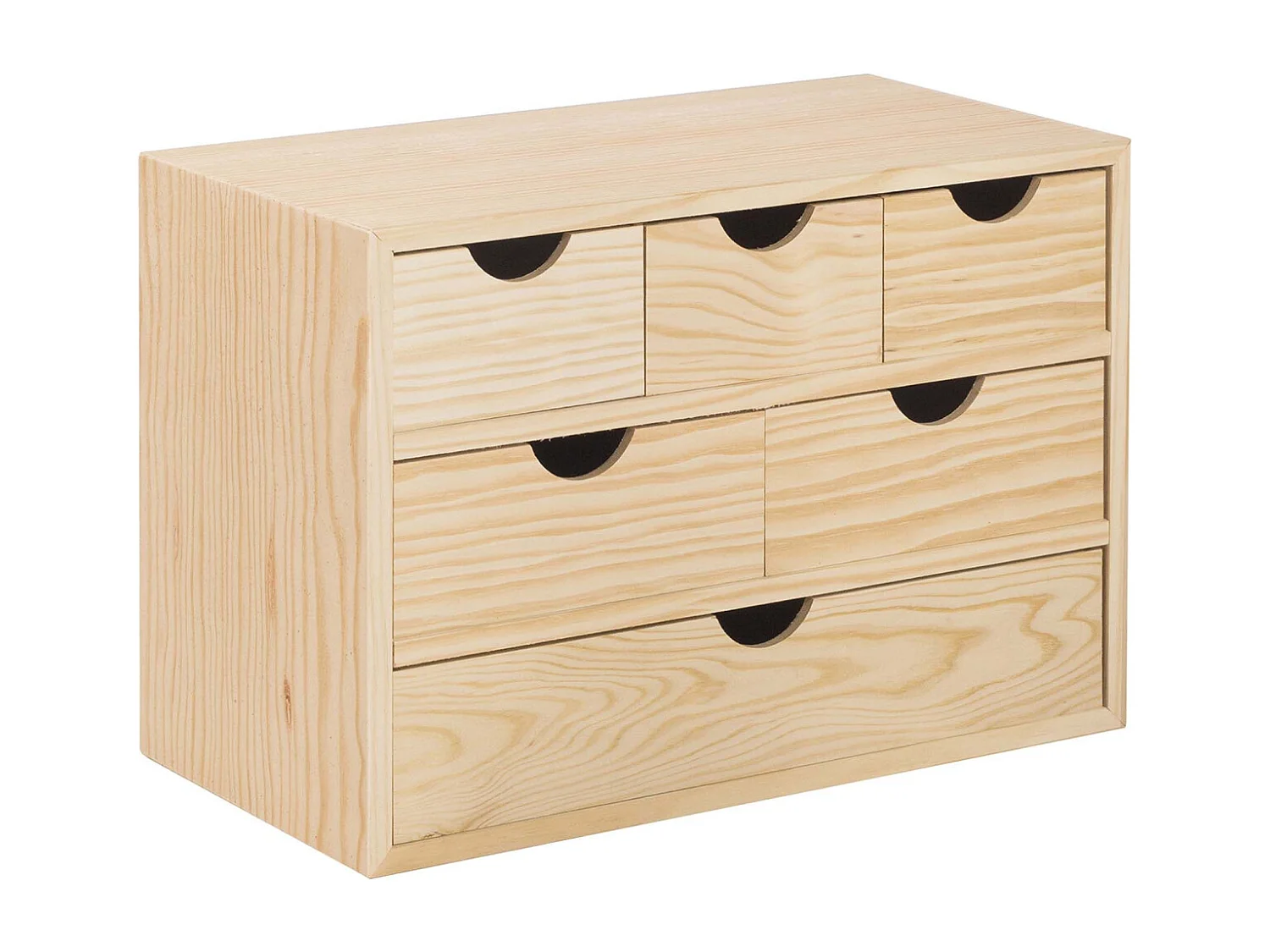 Mini rangement bloc en pin brut ave tiroirs 6 tiroirs M1