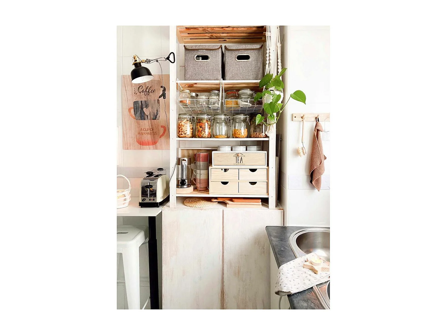 Mini rangement bloc en pin brut ave tiroirs 6 tiroirs M1