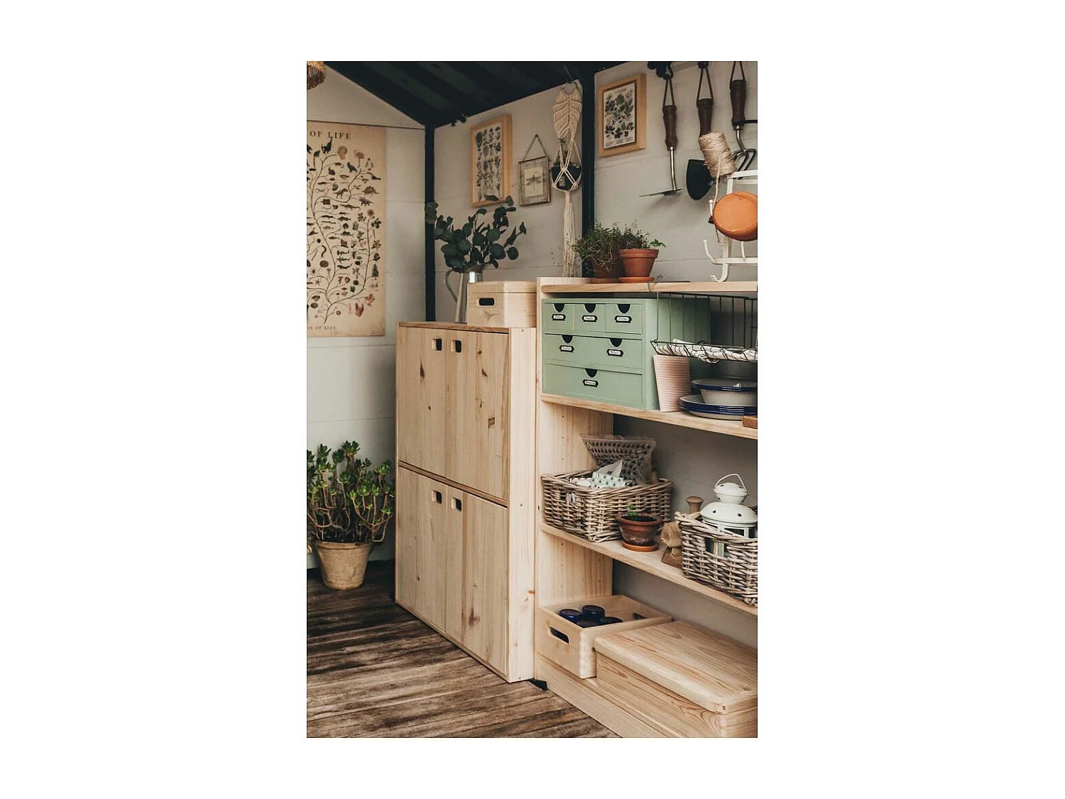 Mini rangement bloc en pin brut ave tiroirs 6 tiroirs M1