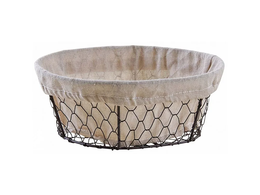 Corbeille ovale en grillage vieilli et jute