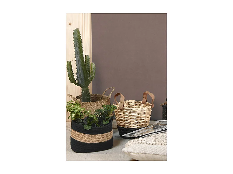 Corbeilles rectangulaires en jacinthe et coton (Lot de 3)