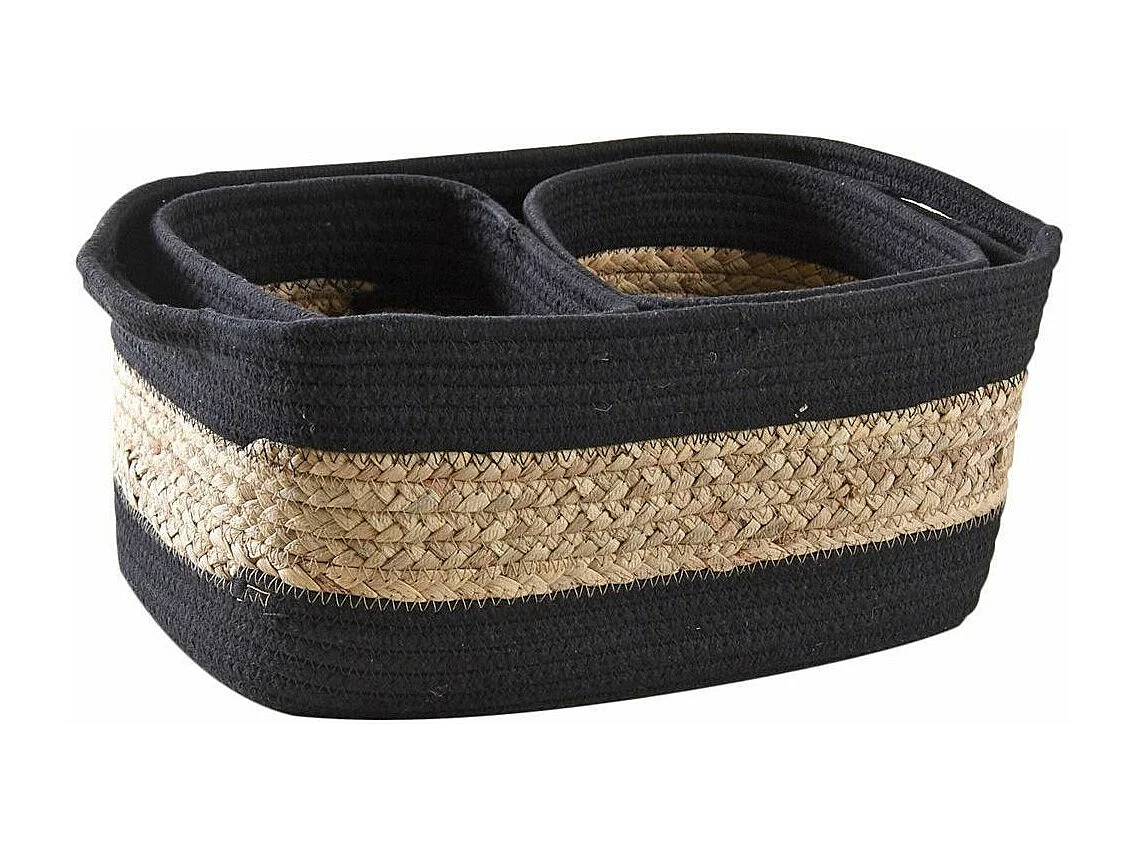 Corbeilles rectangulaires en jacinthe et coton (Lot de 3)