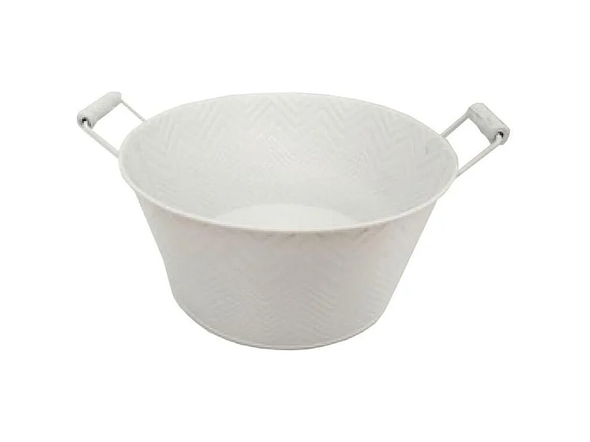 Corbeille ronde en métal laqué avec chevrons 25 cm