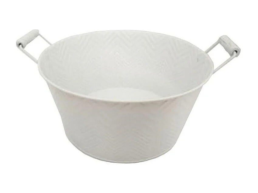 Corbeille ronde en métal laqué avec chevrons 25 cm
