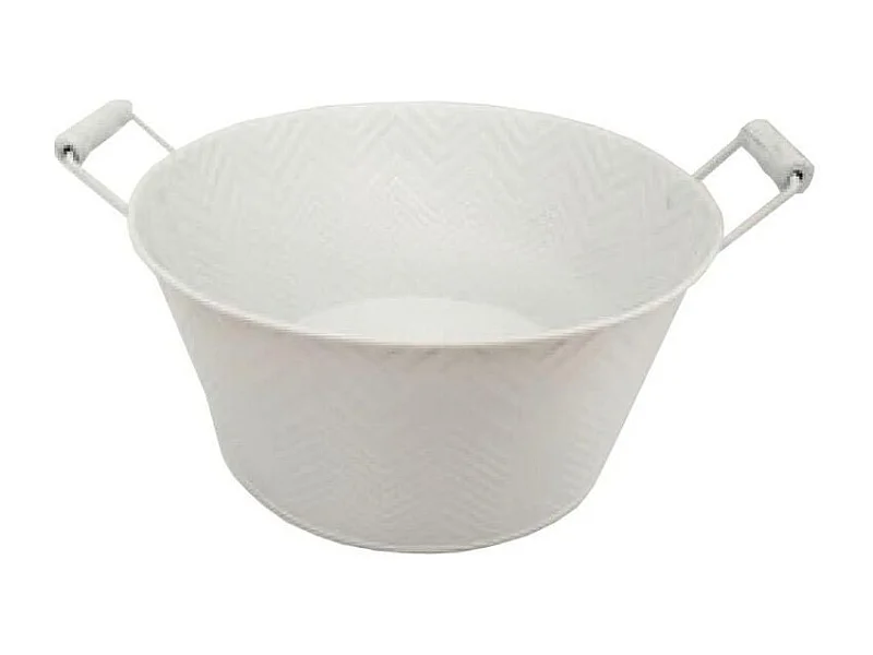 Corbeille ronde en métal laqué avec chevrons 25 cm