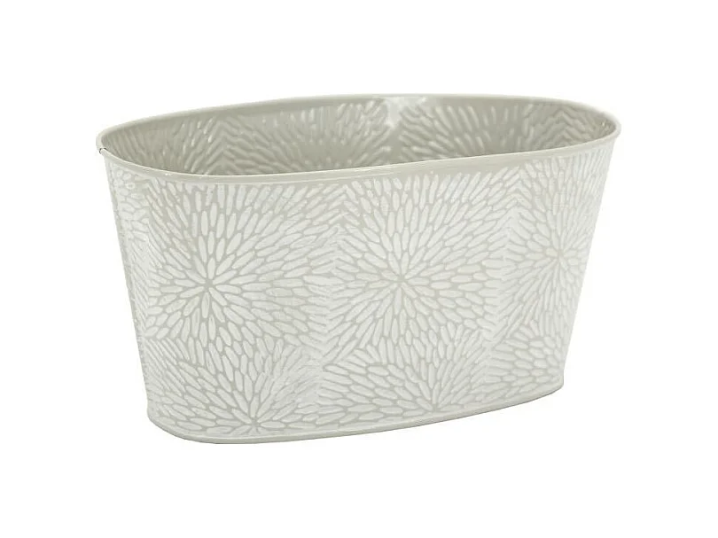 Corbeille ovale en métal laqué motif floral 24 x 13 x 12 cm