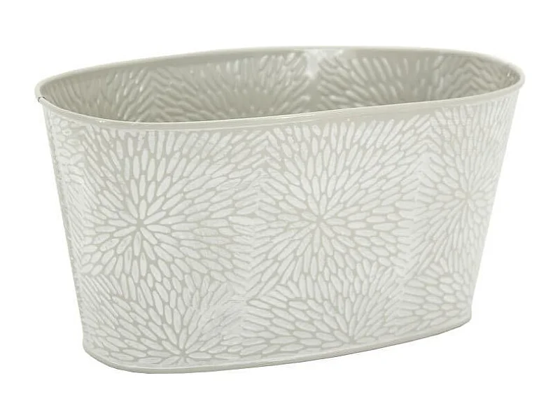 Corbeille ovale en métal laqué motif floral 24 x 13 x 12 cm