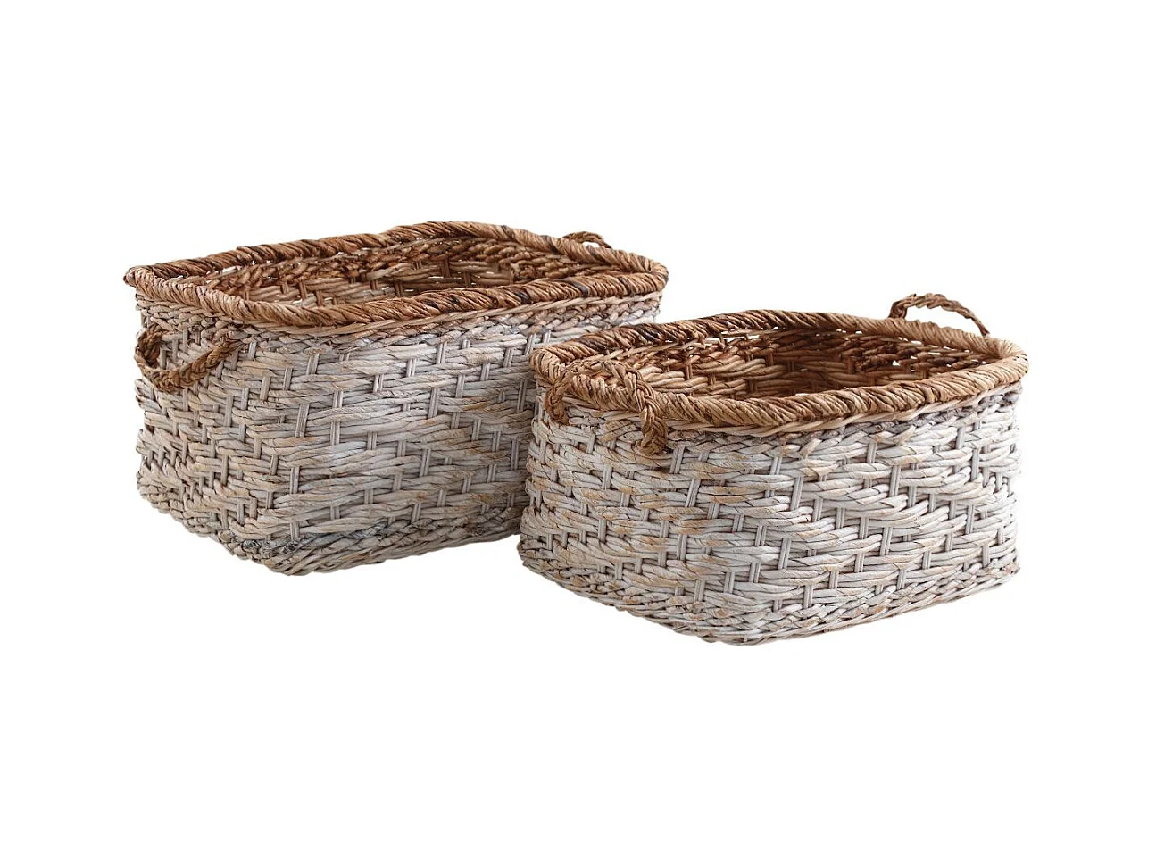 Corbeilles rectangulaires en bananier (Lot de 2)