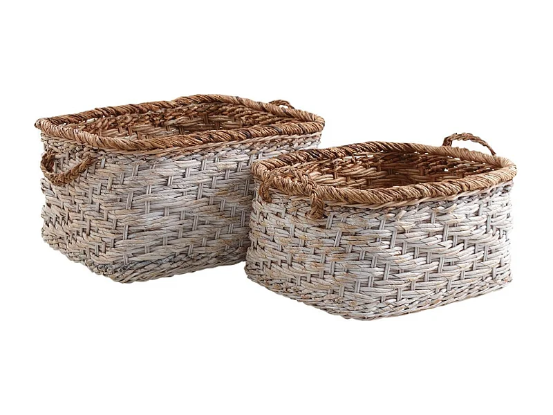 Corbeilles rectangulaires en bananier (Lot de 2)
