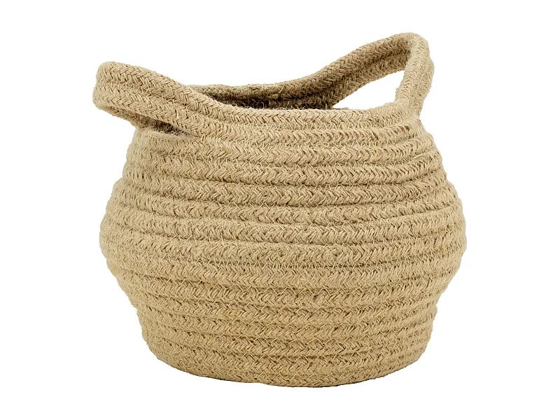 Corbeille ronde en jute naturelle avec 2 poignées