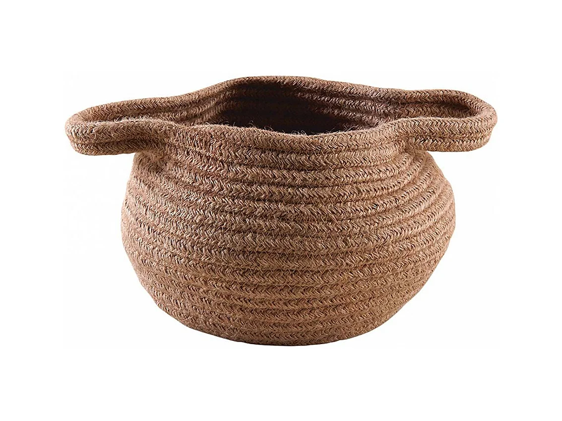Corbeille ronde en jute naturelle avec 2 poignées