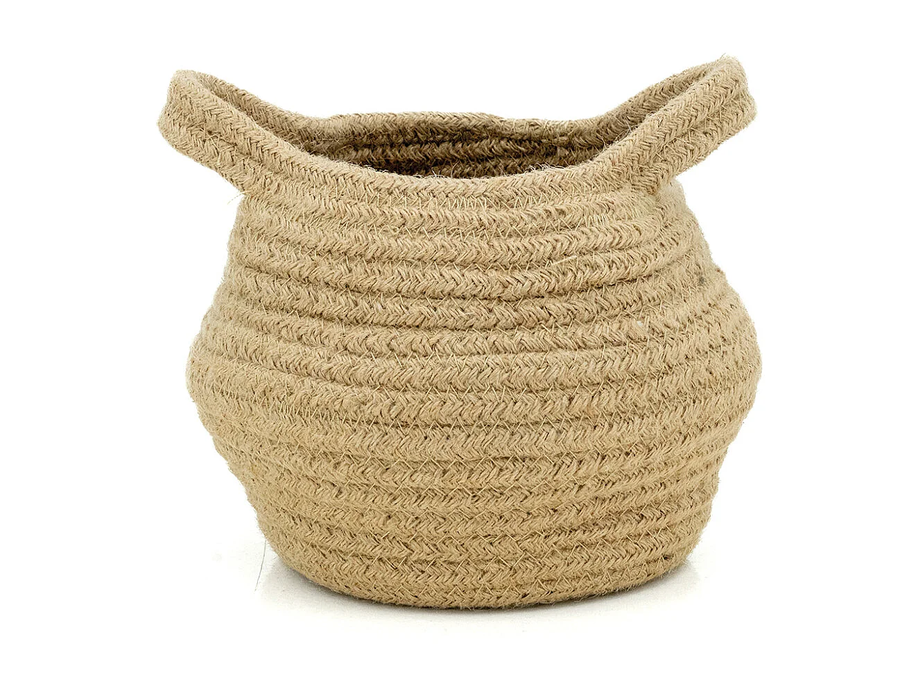 Corbeille ronde en jute naturelle avec 2 poignées