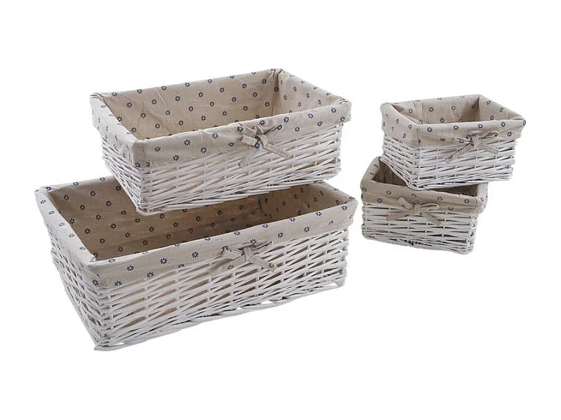 Corbeilles blanches rangement malin (Lot de 4)