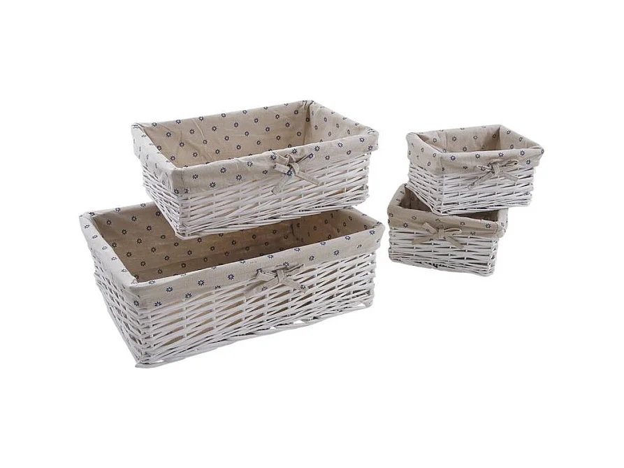 Corbeilles blanches rangement malin (Lot de 4)