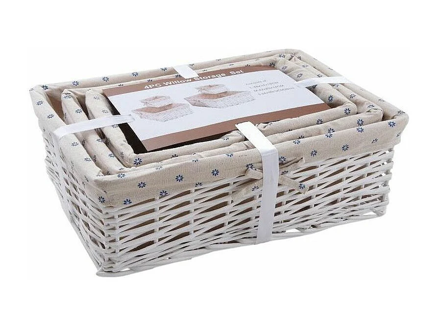 Corbeilles blanches rangement malin (Lot de 4)