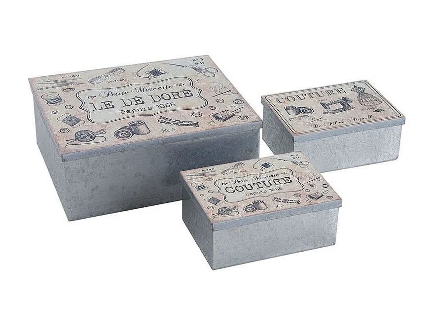 Boites en métal galvanisé Boite à couture (Lot de 3)
