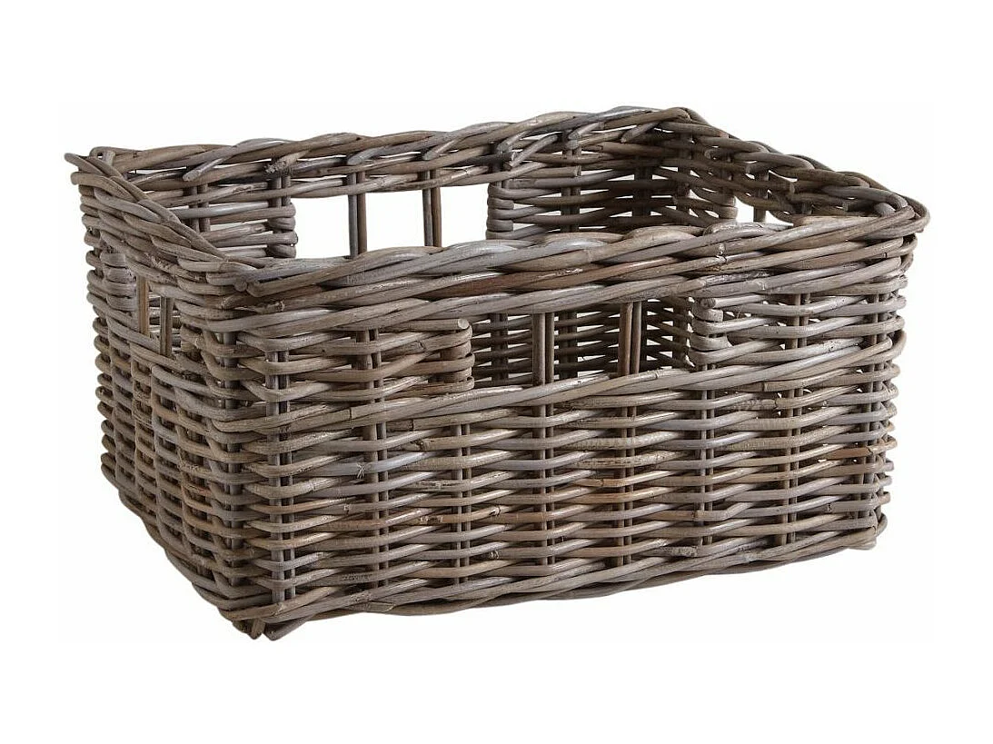 Corbeille de rangement en poelet gris (Lot de 2)