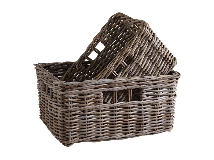Cesta rettangolare rossa in vimini - 3 pz