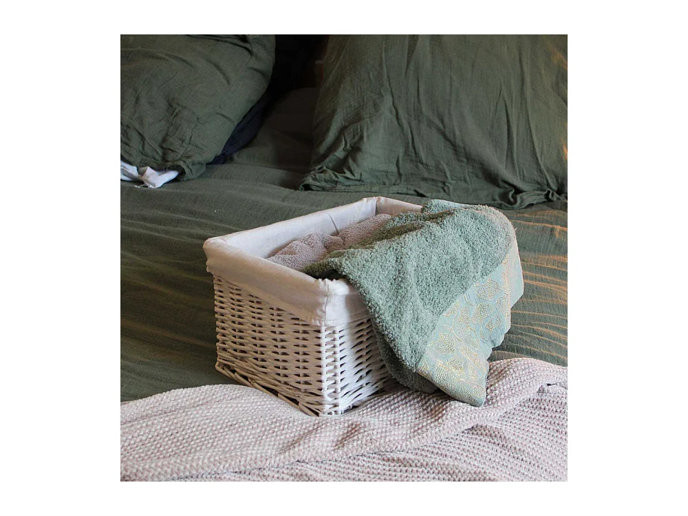 Corbeille de rangement osier blanc