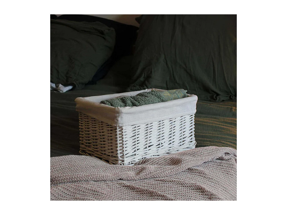 Corbeille de rangement osier blanc