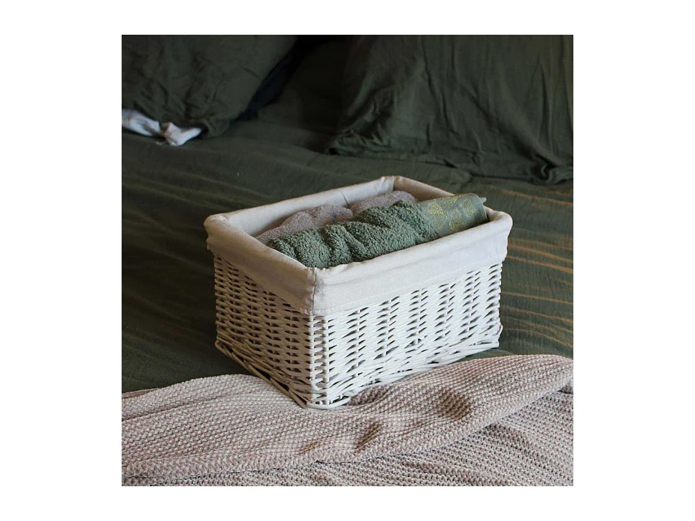 Corbeille de rangement osier blanc