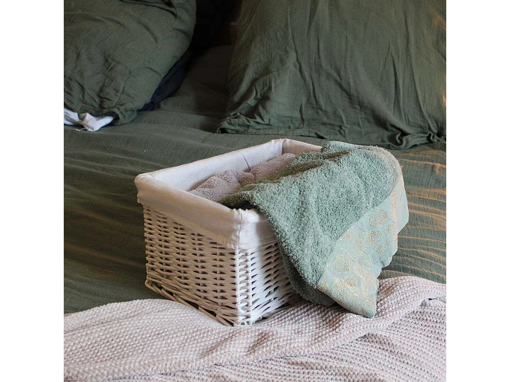 Corbeille de rangement osier blanc