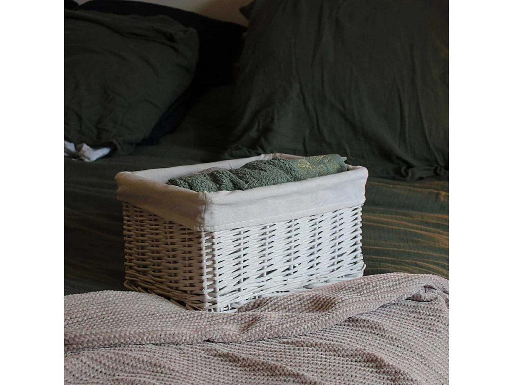 Corbeille de rangement osier blanc
