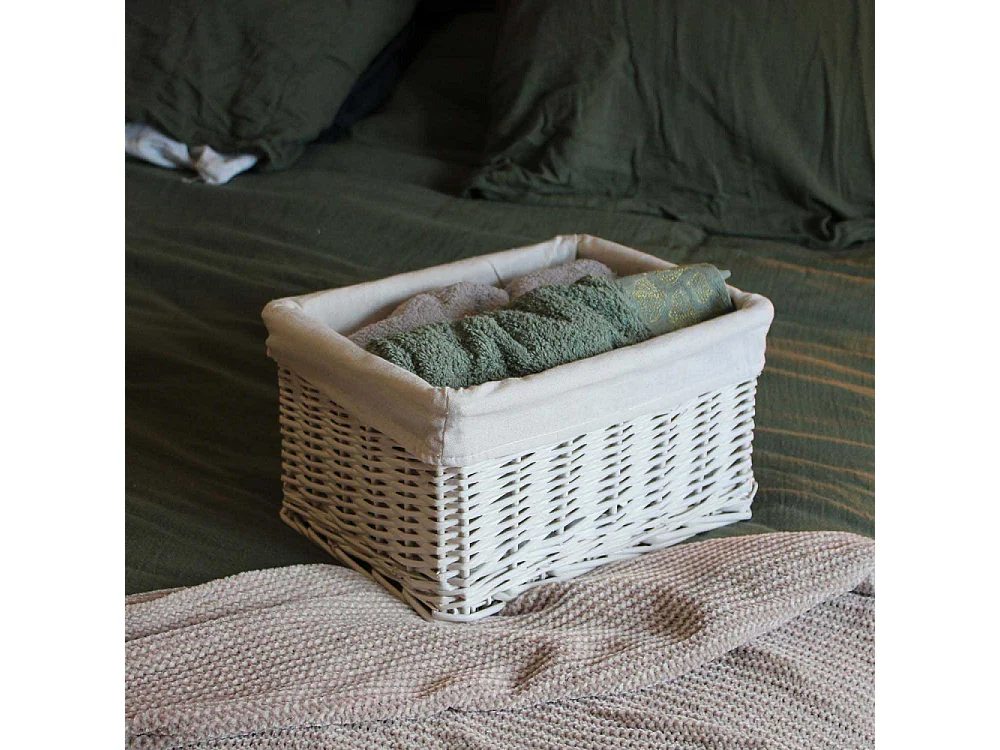Corbeille de rangement osier blanc