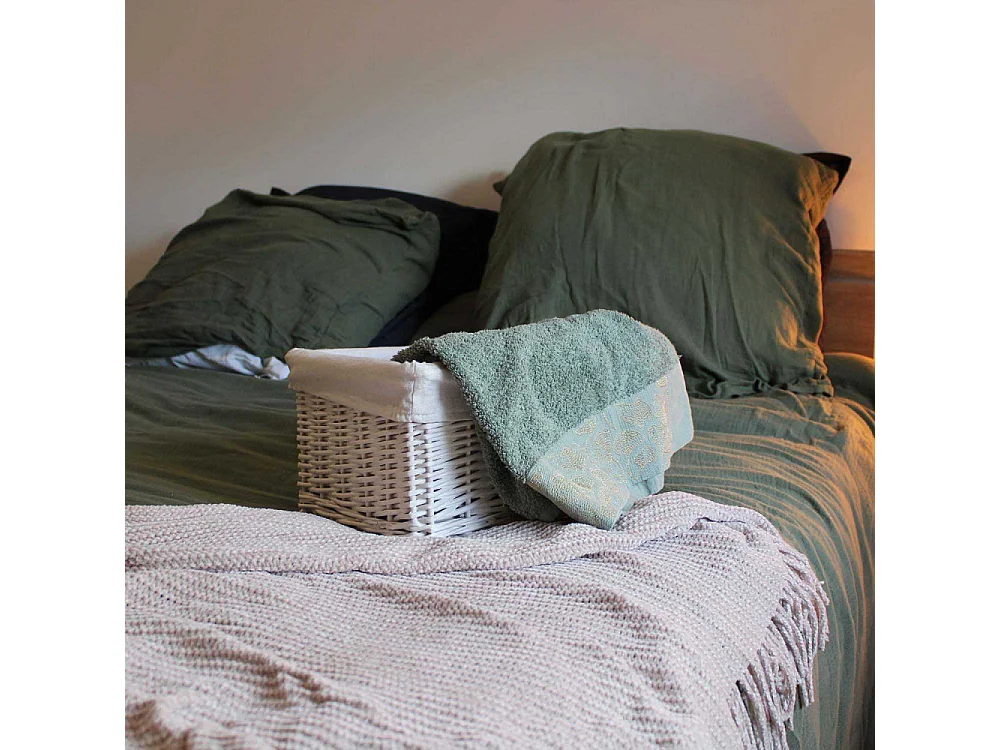 Corbeille de rangement osier blanc