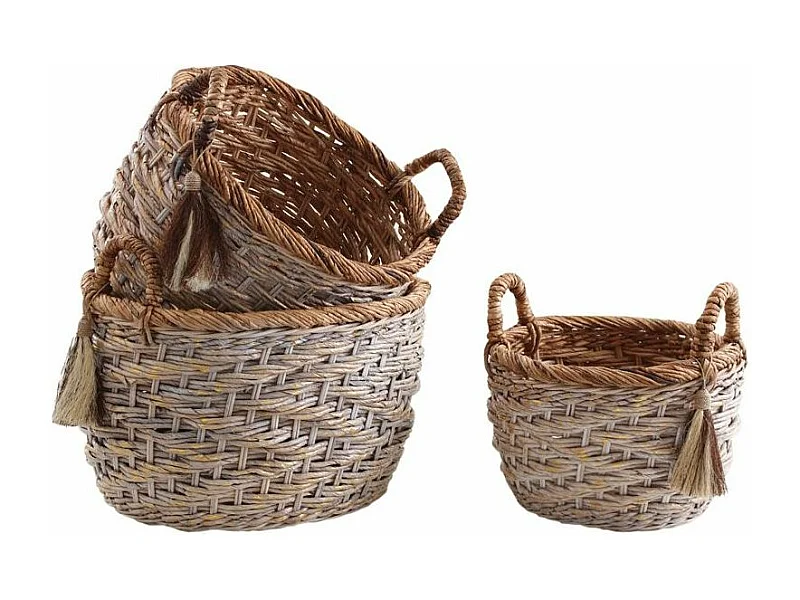 Corbeilles de rangement rondes en bananier (Lot de 3)