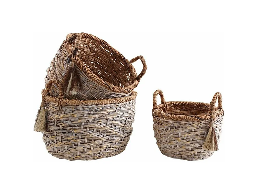 Corbeilles de rangement rondes en bananier (Lot de 3)