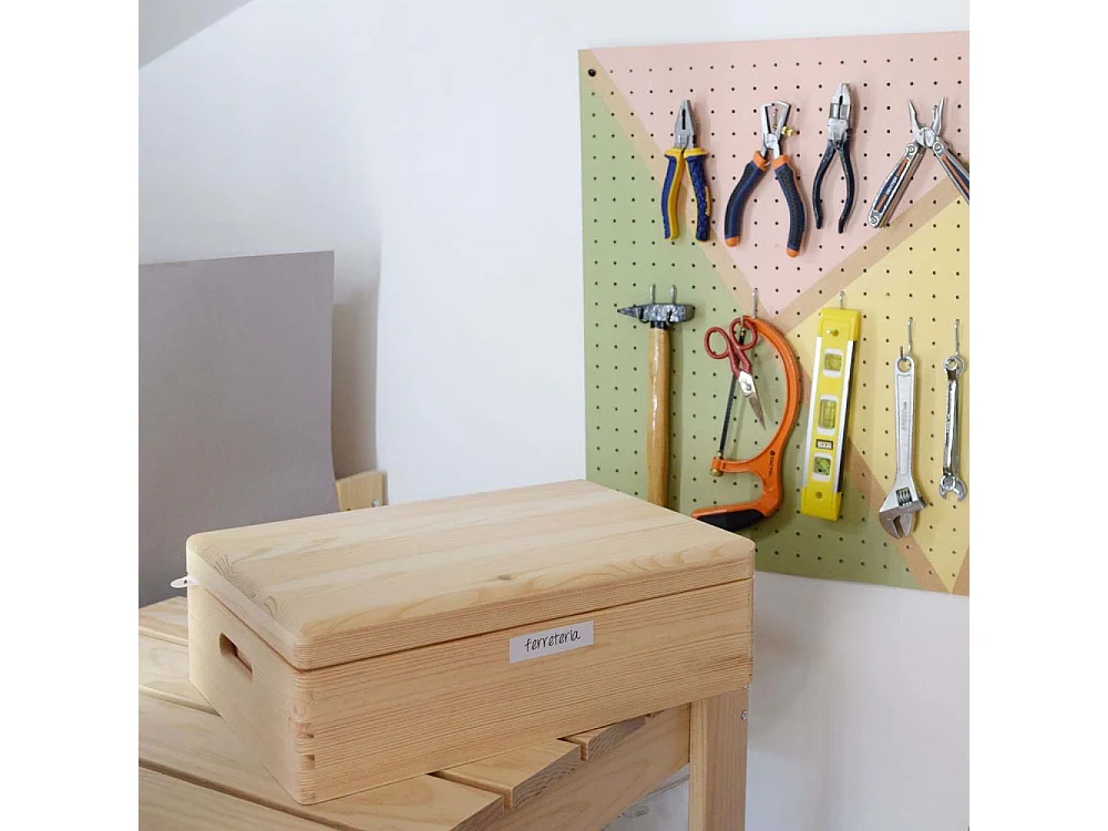 Boîte de rangement en pin massif avec couvercle Taille 5