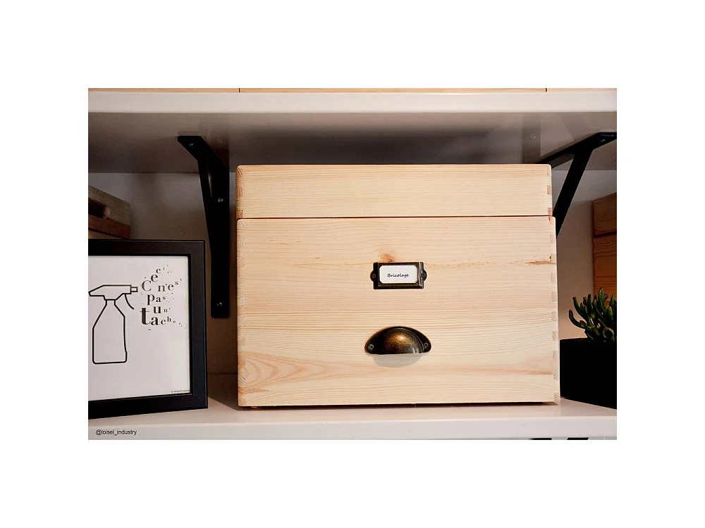 Boîte de rangement en pin massif avec couvercle Taille 5