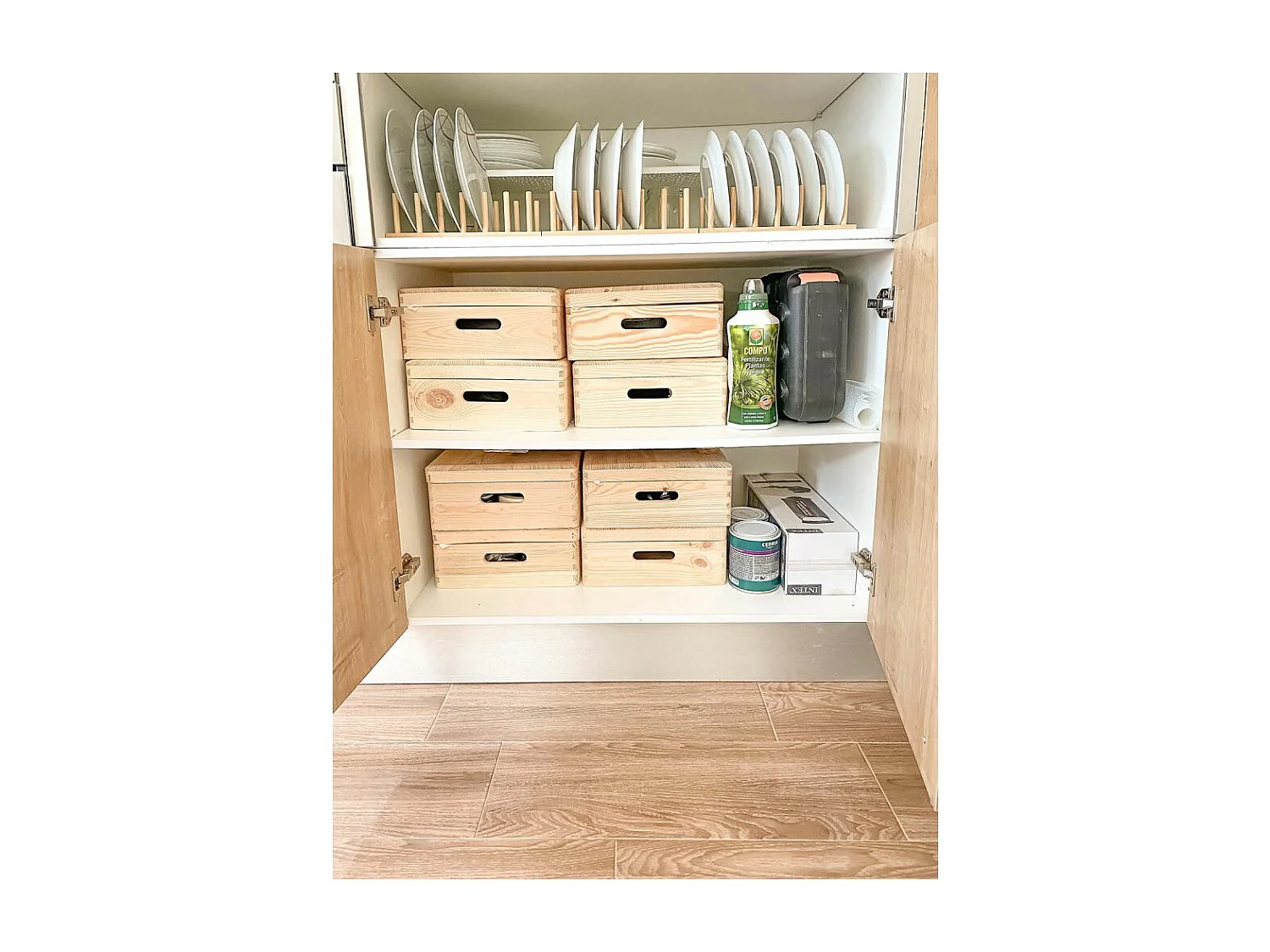 Boîte de rangement en pin massif avec couvercle Taille 5