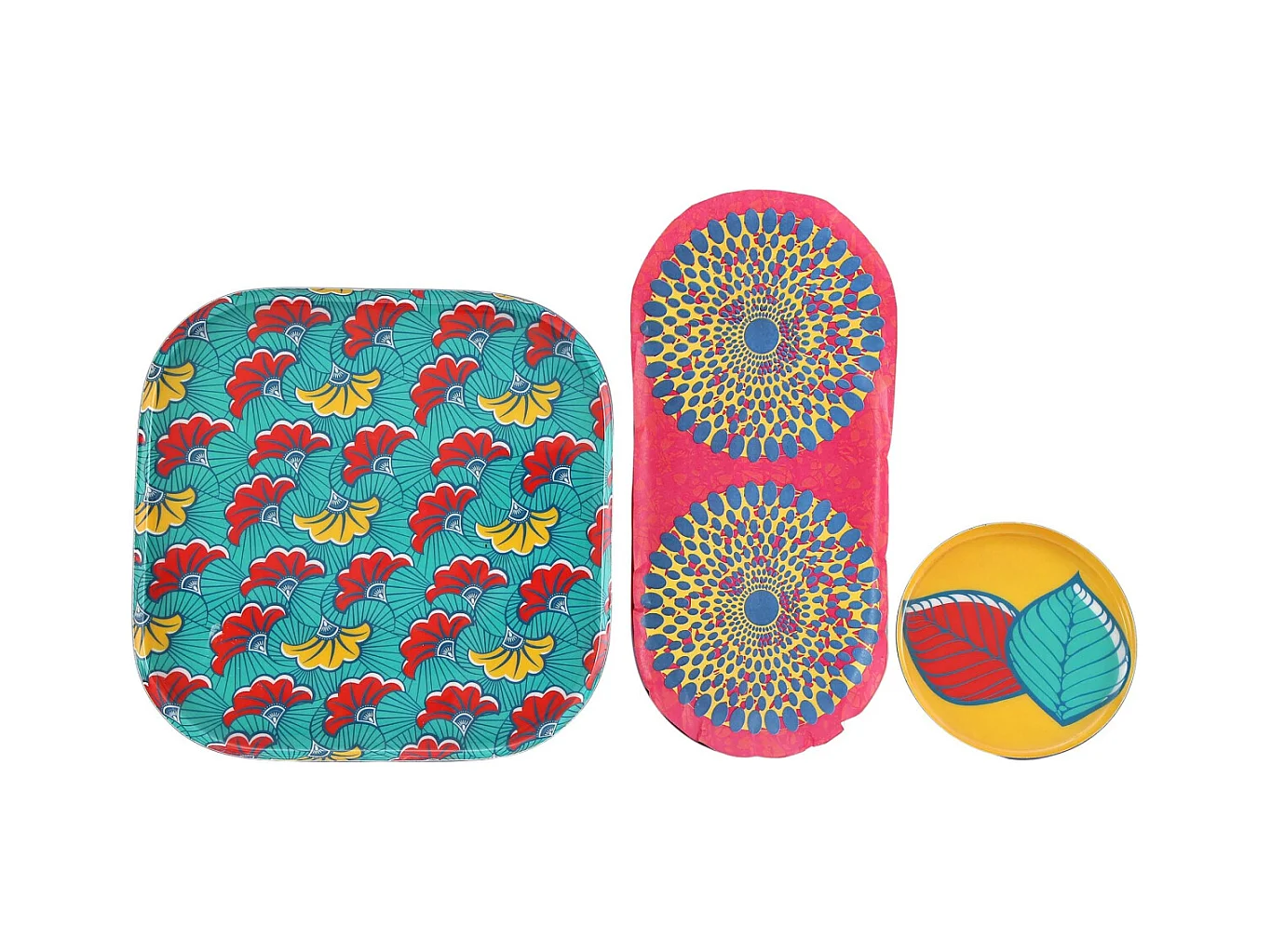 Juego de 3 bandejas de colores Batik