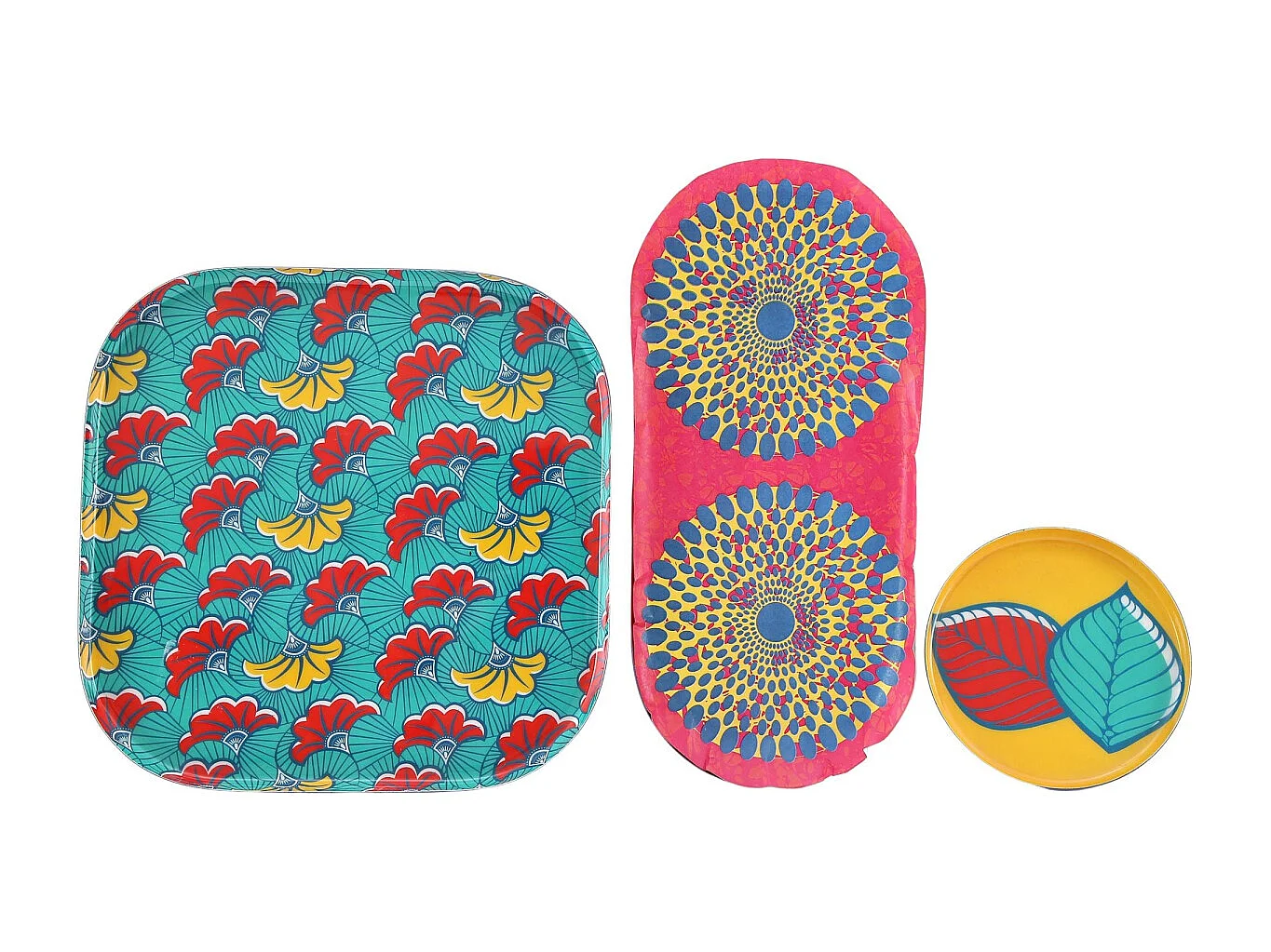Juego de 3 bandejas de colores Batik