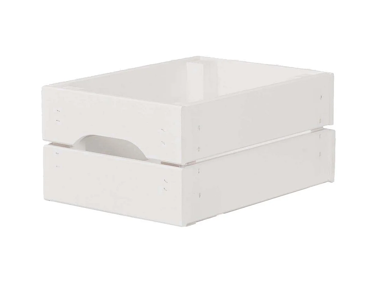 Caisse de rangement en pin petit modèle 31 x 23 x 15 cm Blanc