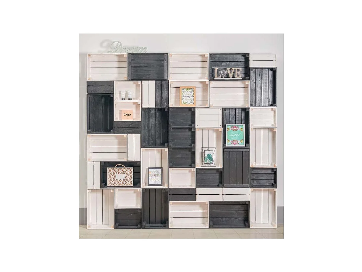 Caisse de rangement en pin petit modèle 31 x 23 x 15 cm Blanc