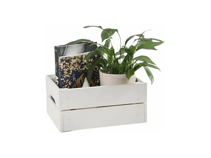 Caisse de rangement en pin petit modèle 31 x 23 x 15 cm Blanc