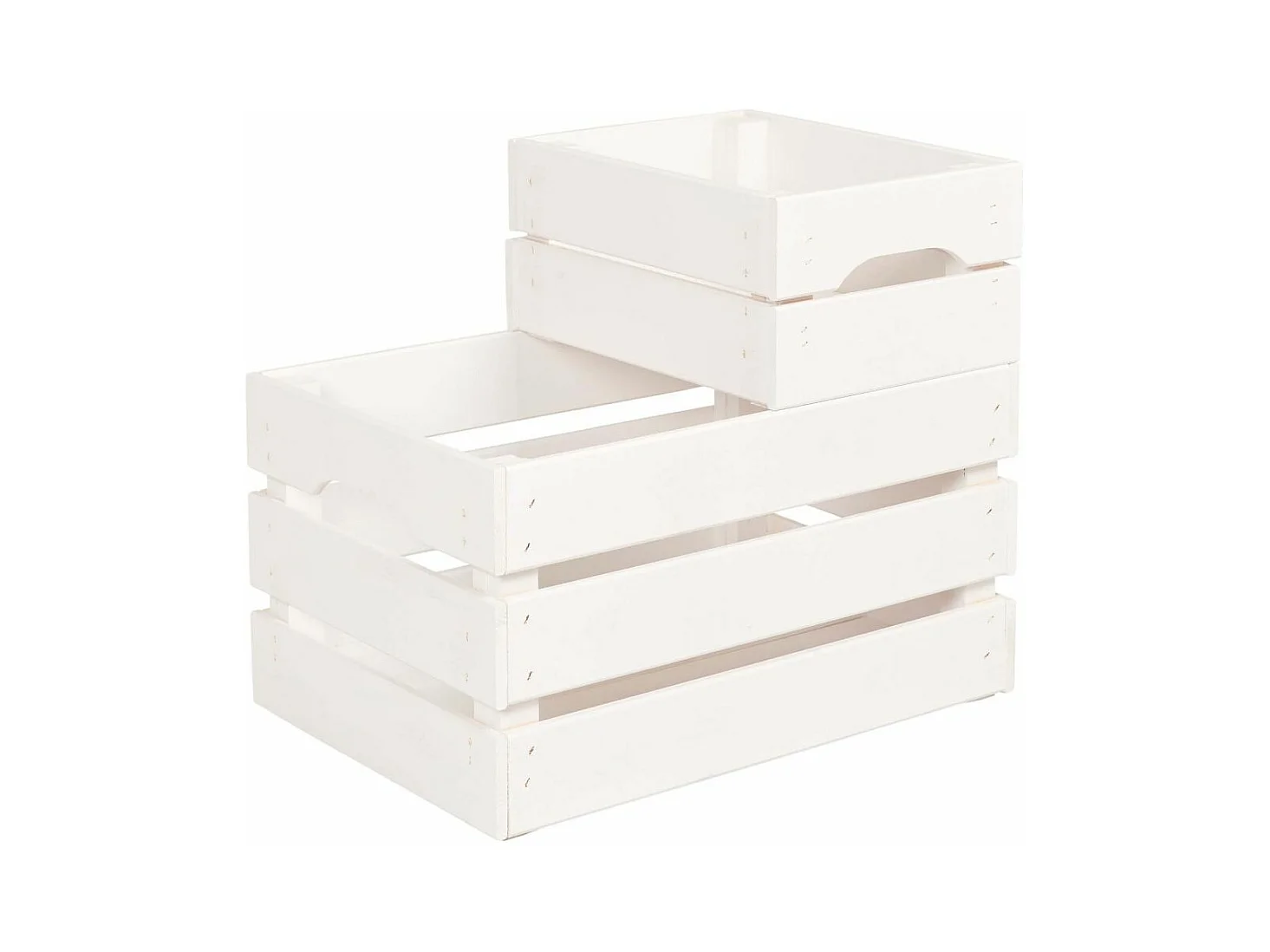 Caisse de rangement en pin petit modèle 31 x 23 x 15 cm Blanc