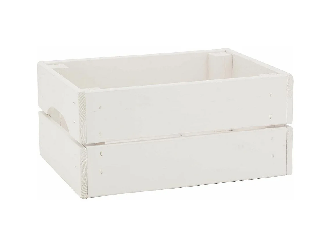 Caisse de rangement en pin petit modèle 31 x 23 x 15 cm Blanc